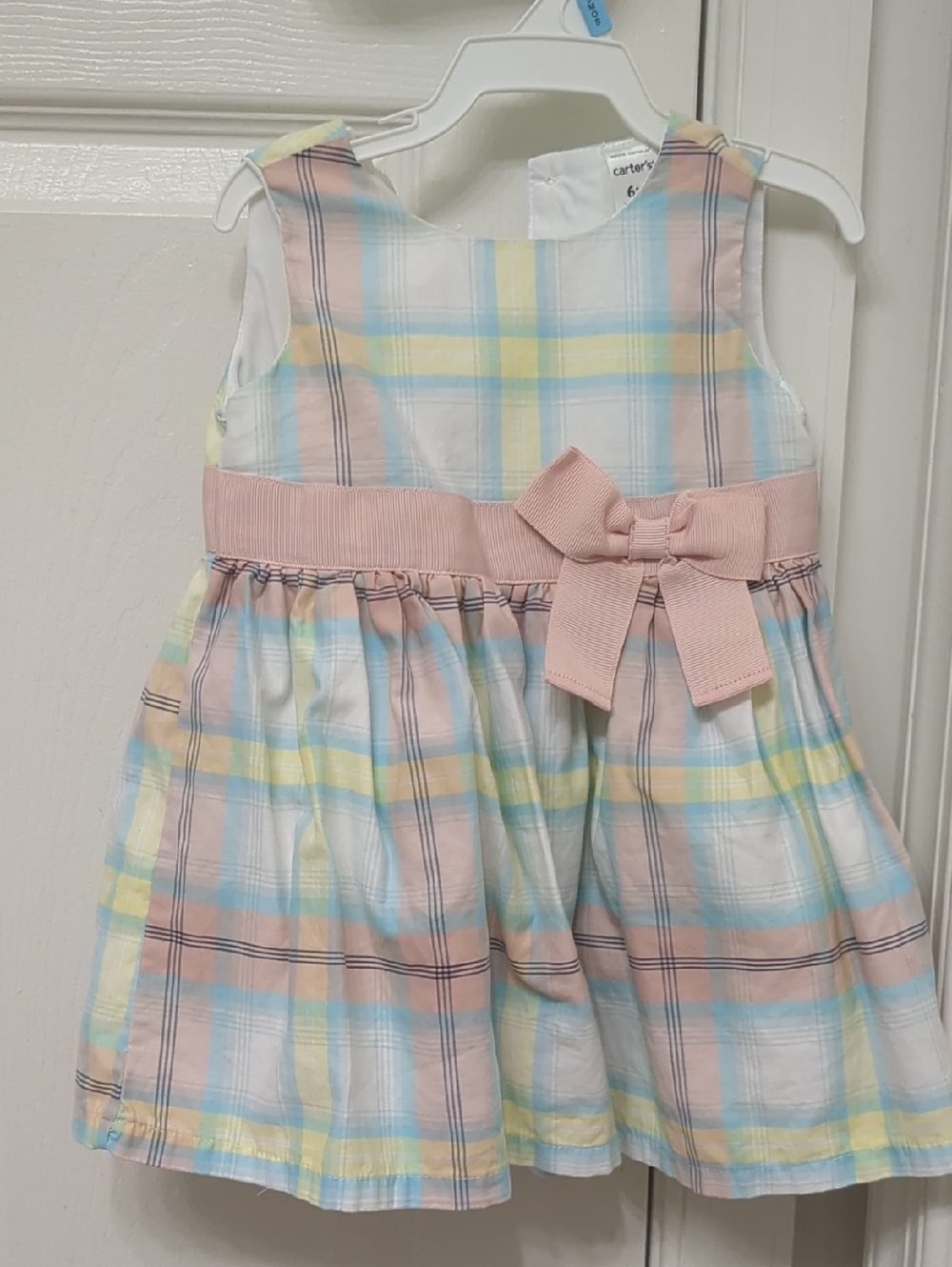 Carter's Pastel Plaid Dress with Pink Waist Bow